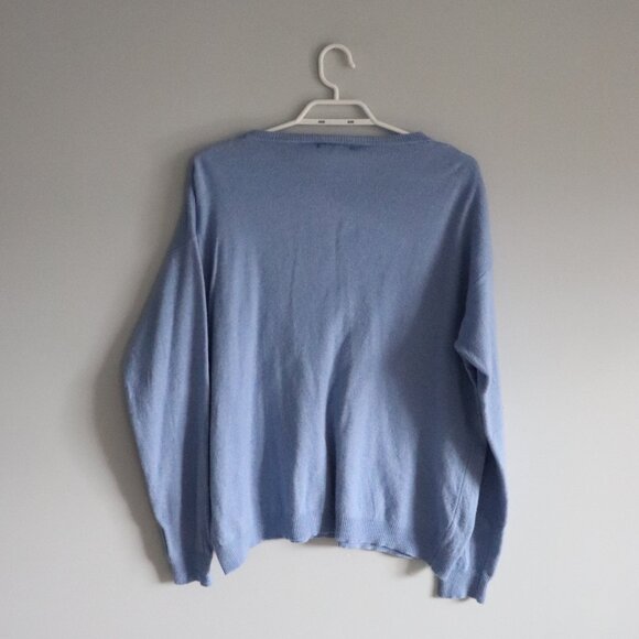 Bartolini 'Ciao' Wool Cashmere Blue XL Italian Knit Long Sleeve Crew Sweater - Picture 2 of 11